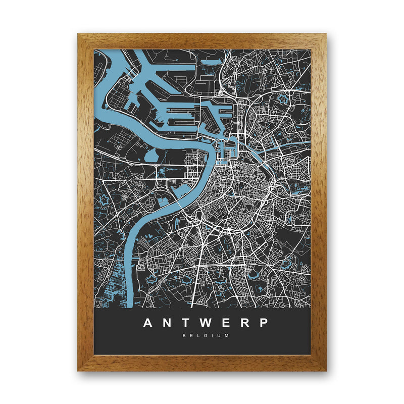 Antwerp Art Print by UrbanMaps Oak Grain