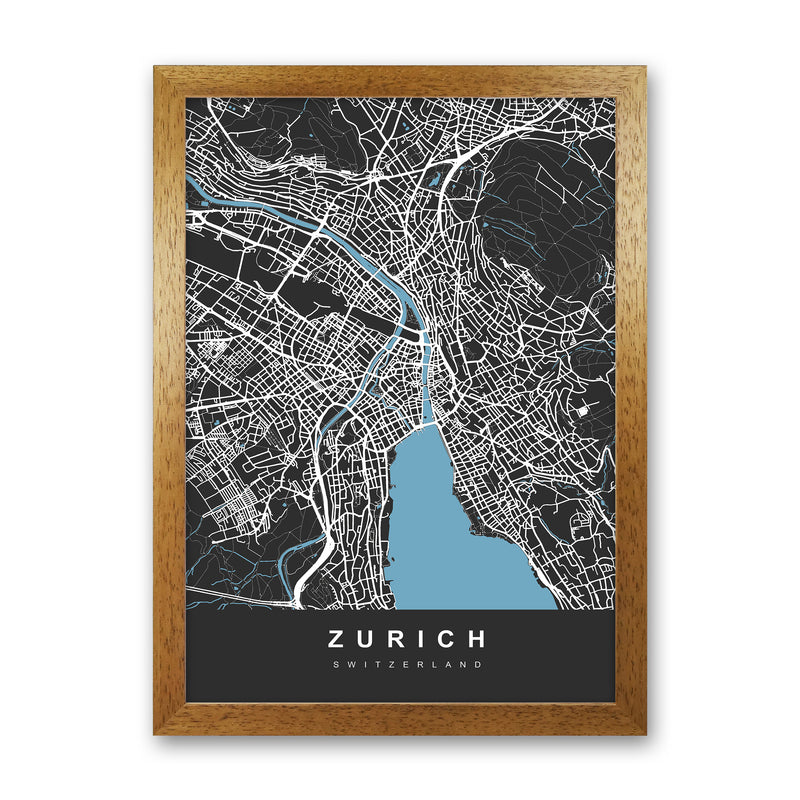 Zurich Art Print by UrbanMaps Oak Grain