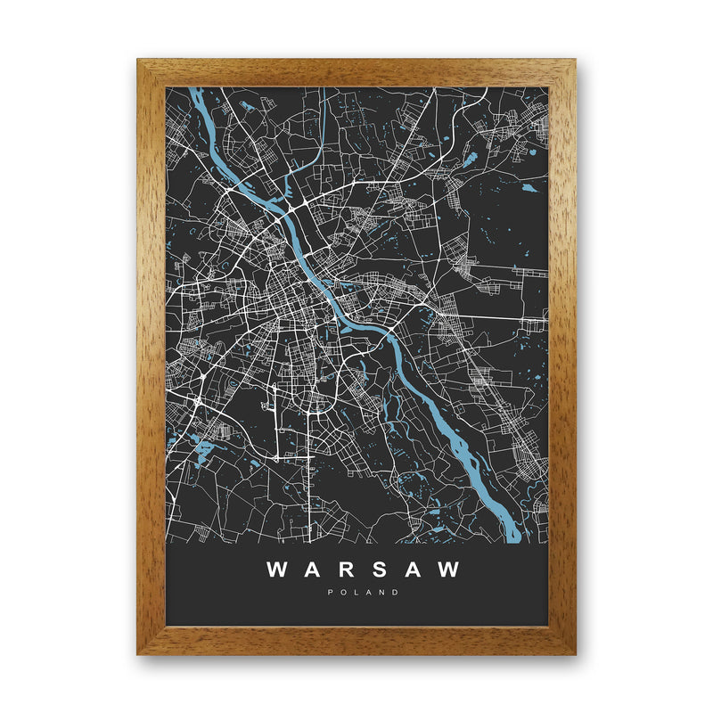 Warsaw Art Print by UrbanMaps Oak Grain