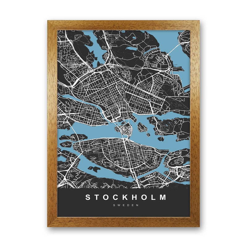 Stockholm Art Print by UrbanMaps Oak Grain