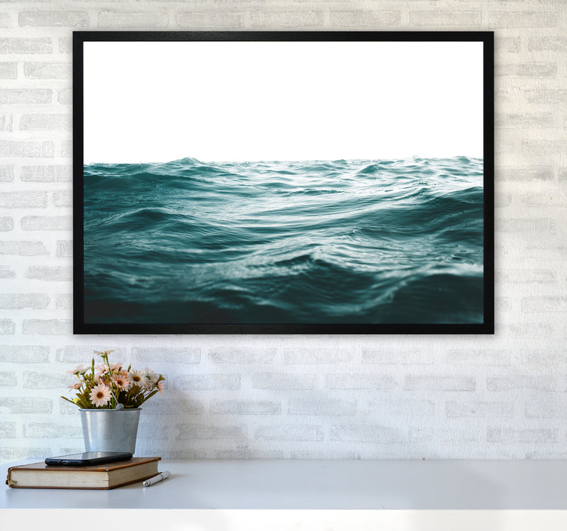 Blue Ocean Waves Photography Print by Victoria Frost A1 White Frame