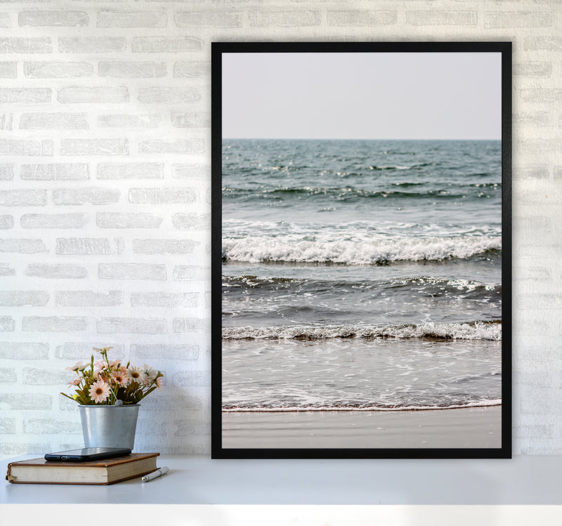Blue Beach Waves Photography Print by Victoria Frost A1 White Frame