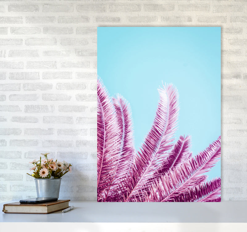 Pink Palm Trees Photography Print by Victoria Frost A1 Black Frame