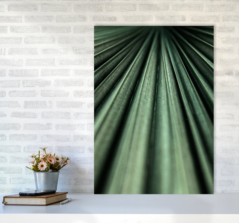 Green Palm Leaf Photography Print by Victoria Frost A1 Black Frame