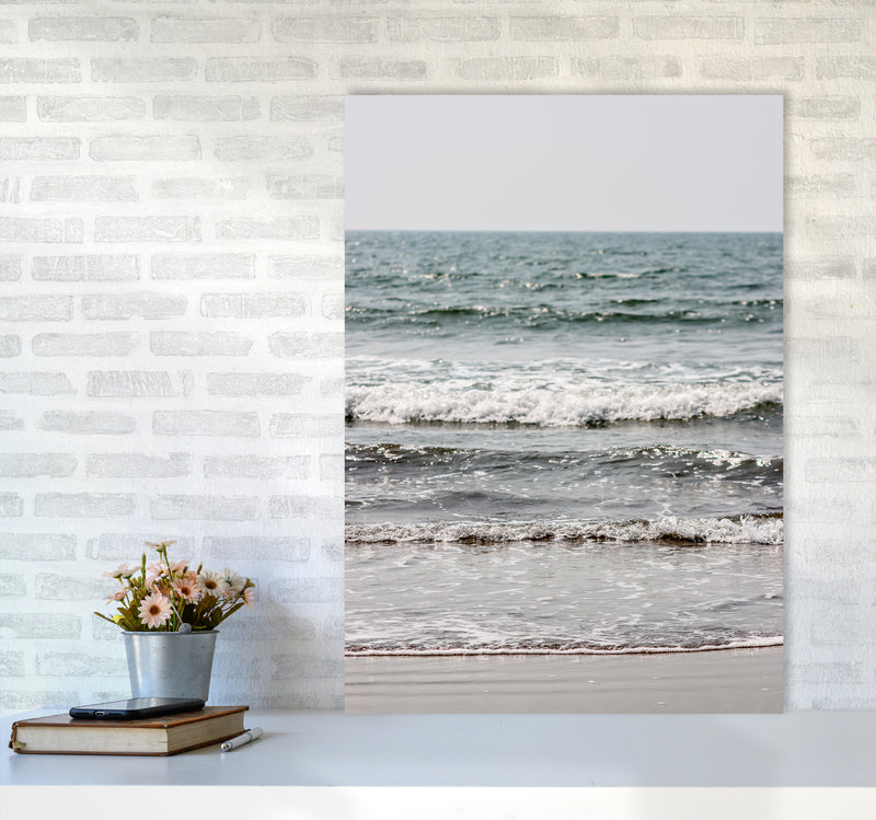 Blue Beach Waves Photography Print by Victoria Frost A1 Black Frame