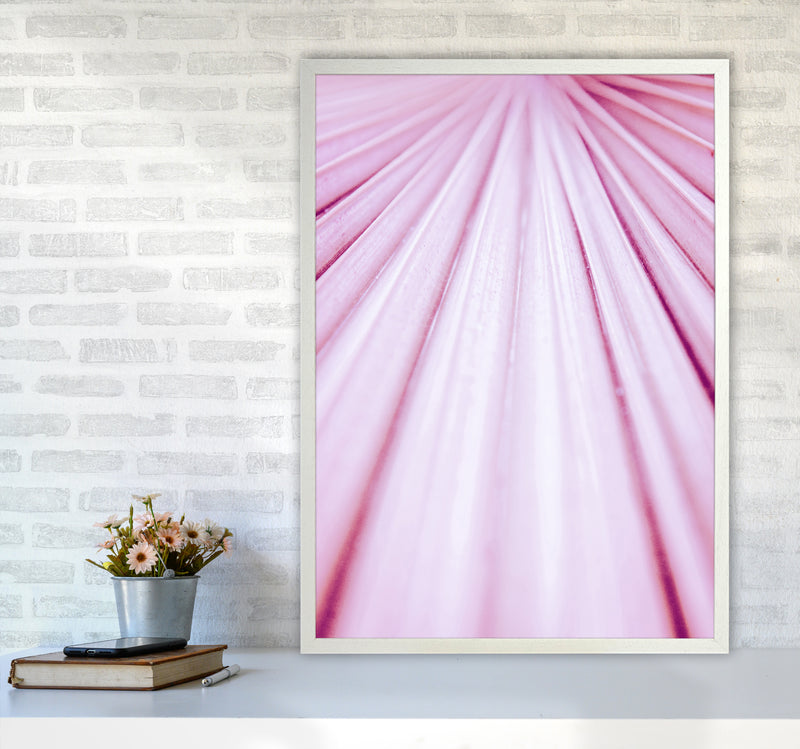 Pink Palm Leaf Photography Print by Victoria Frost A1 Oak Frame