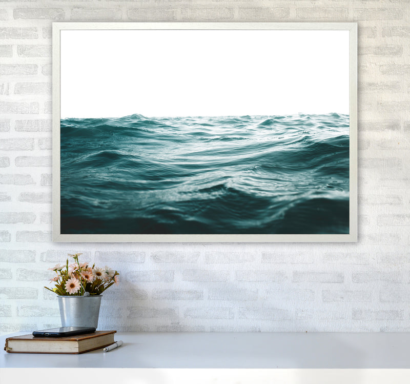 Blue Ocean Waves Photography Print by Victoria Frost A1 Oak Frame