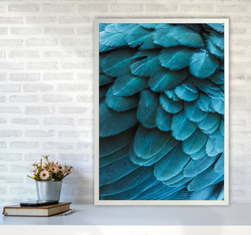 Blue Feathers Photography Print by Victoria Frost A1 Oak Frame
