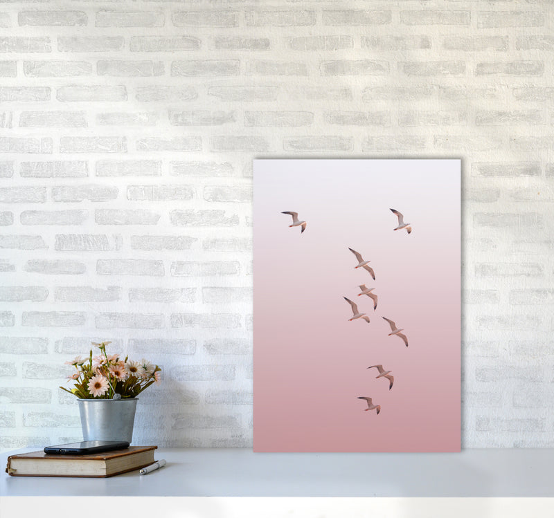 Birds in the Sky-pink Photography Print by Victoria Frost A2 Black Frame