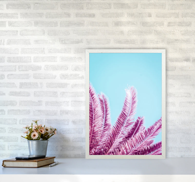 Pink Palm Trees Photography Print by Victoria Frost A2 Oak Frame