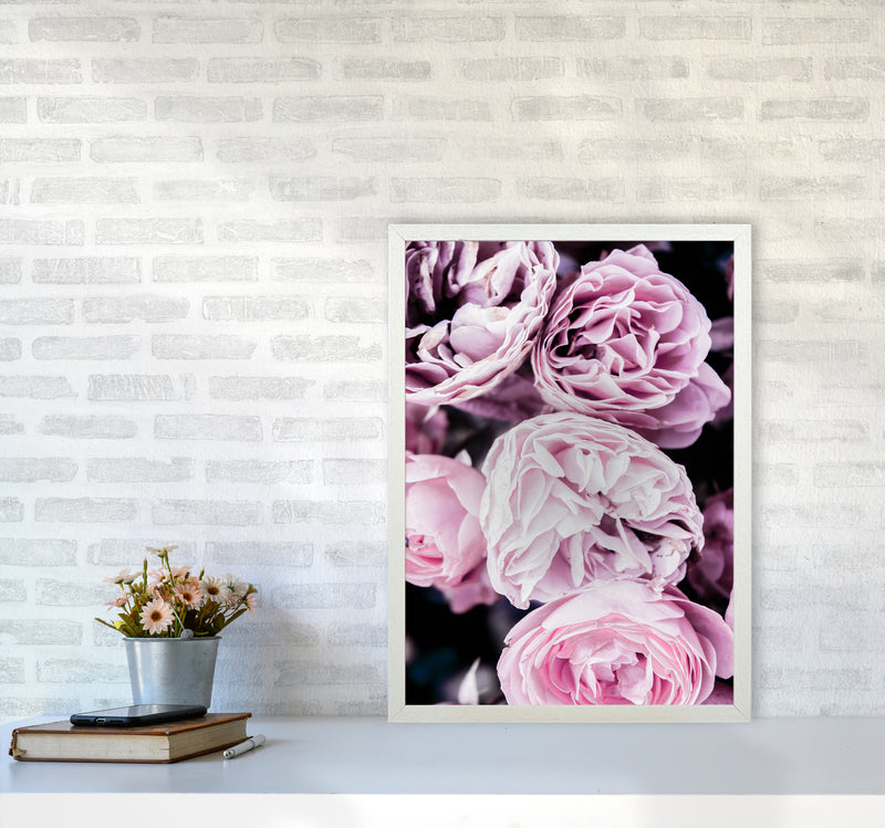 Pink Flowers I Photography Print by Victoria Frost A2 Oak Frame