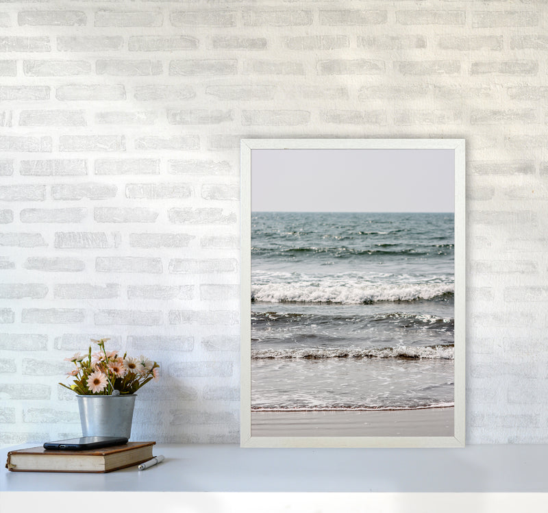 Blue Beach Waves Photography Print by Victoria Frost A2 Oak Frame
