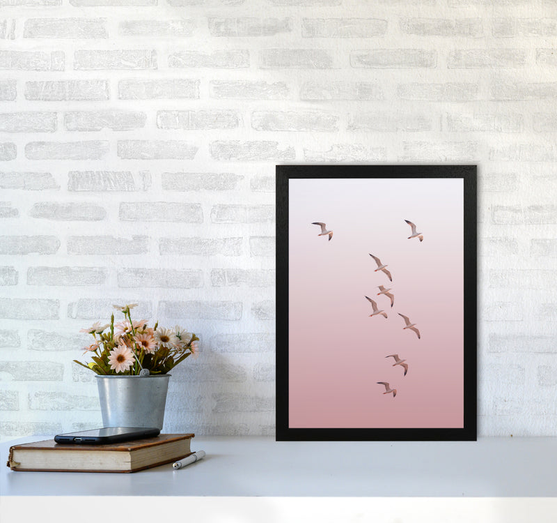 Birds in the Sky-pink Photography Print by Victoria Frost A3 White Frame