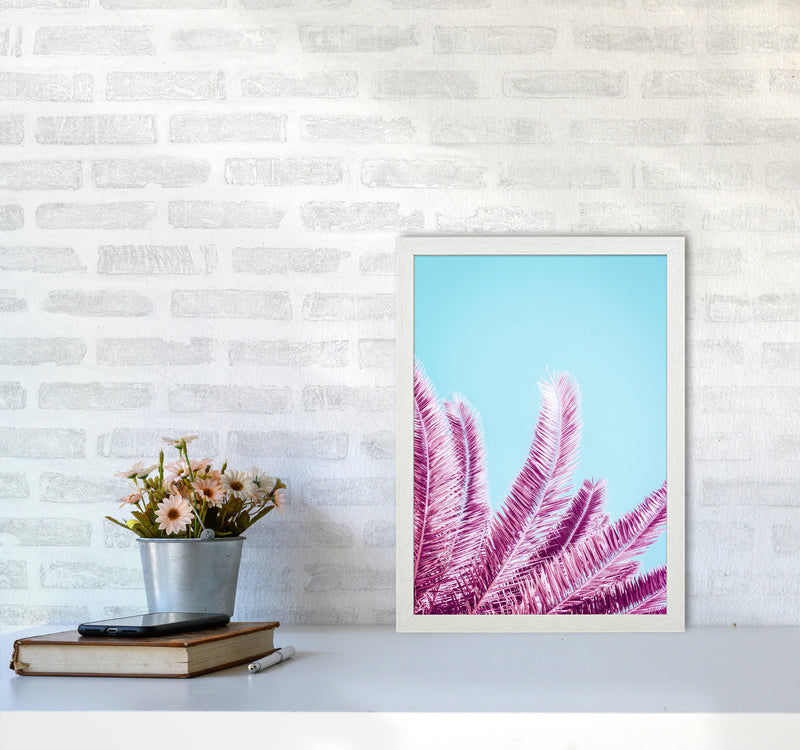 Pink Palm Trees Photography Print by Victoria Frost A3 Oak Frame
