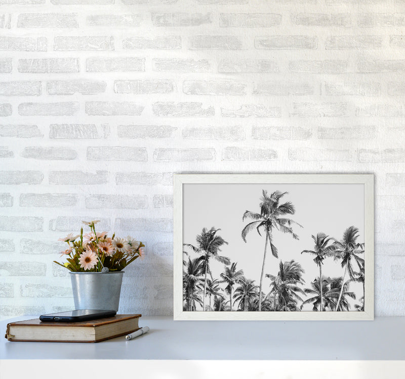 Palm Trees on the beach II Photography Print by Victoria Frost A3 Oak Frame