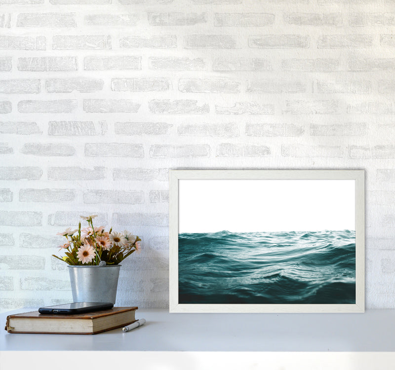 Blue Ocean Waves Photography Print by Victoria Frost A3 Oak Frame