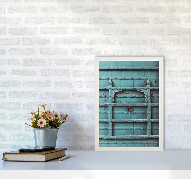 Blue Door Photography Print by Victoria Frost A3 Oak Frame