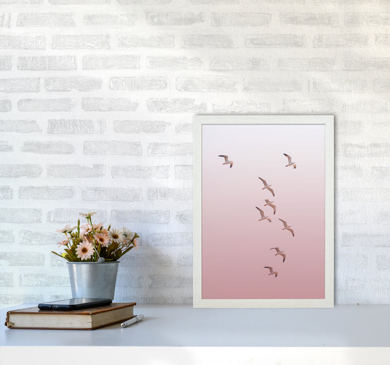 Birds in the Sky-pink Photography Print by Victoria Frost A3 Oak Frame