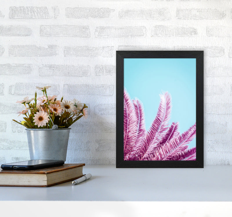 Pink Palm Trees Photography Print by Victoria Frost A4 White Frame