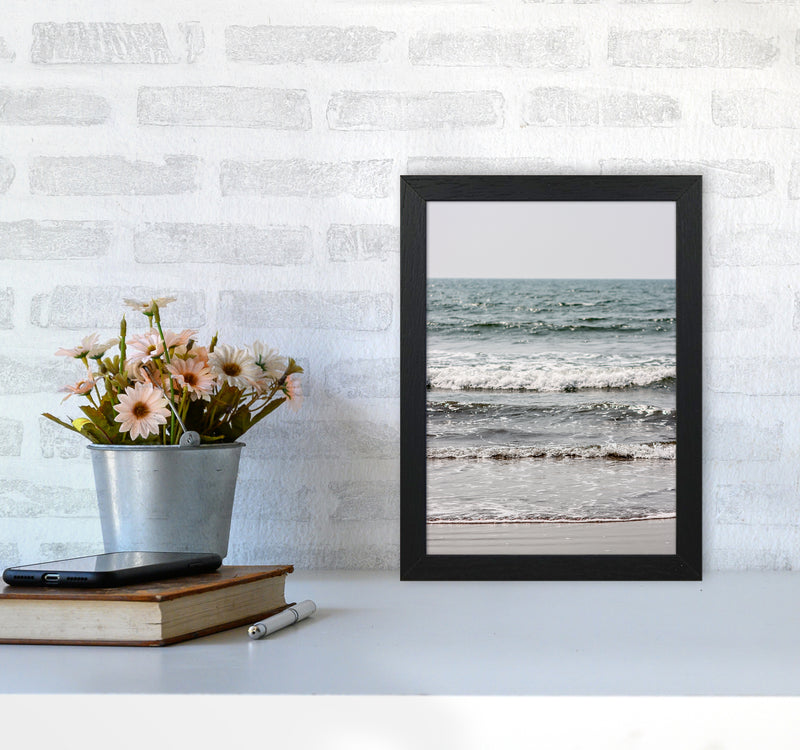 Blue Beach Waves Photography Print by Victoria Frost A4 White Frame