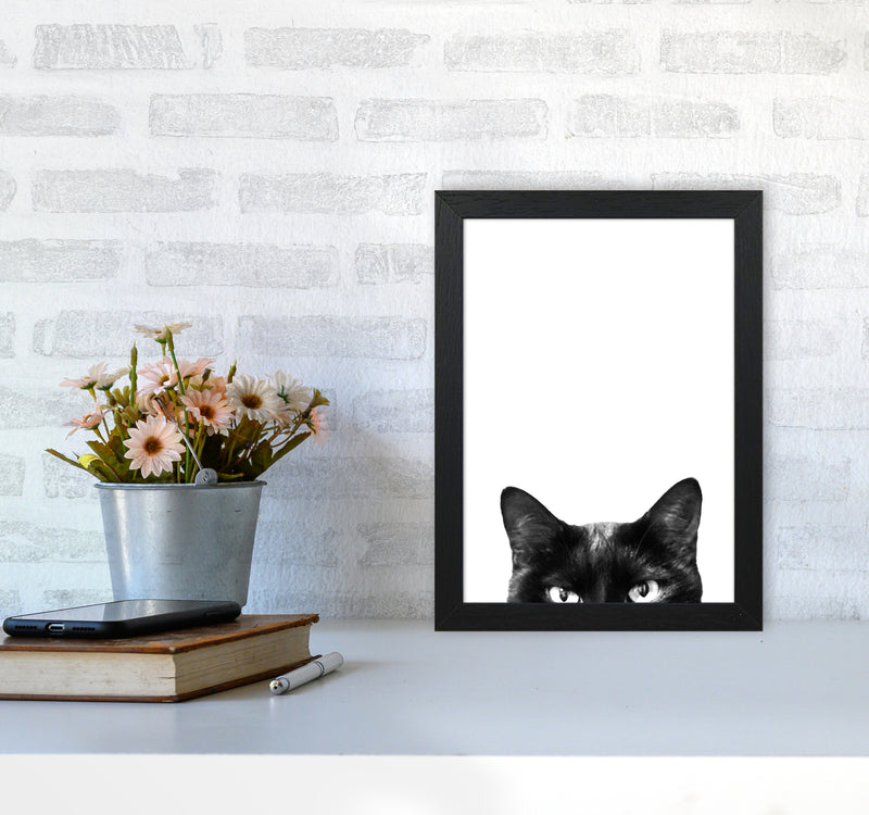 Black Cat Photography Print by Victoria Frost A4 White Frame