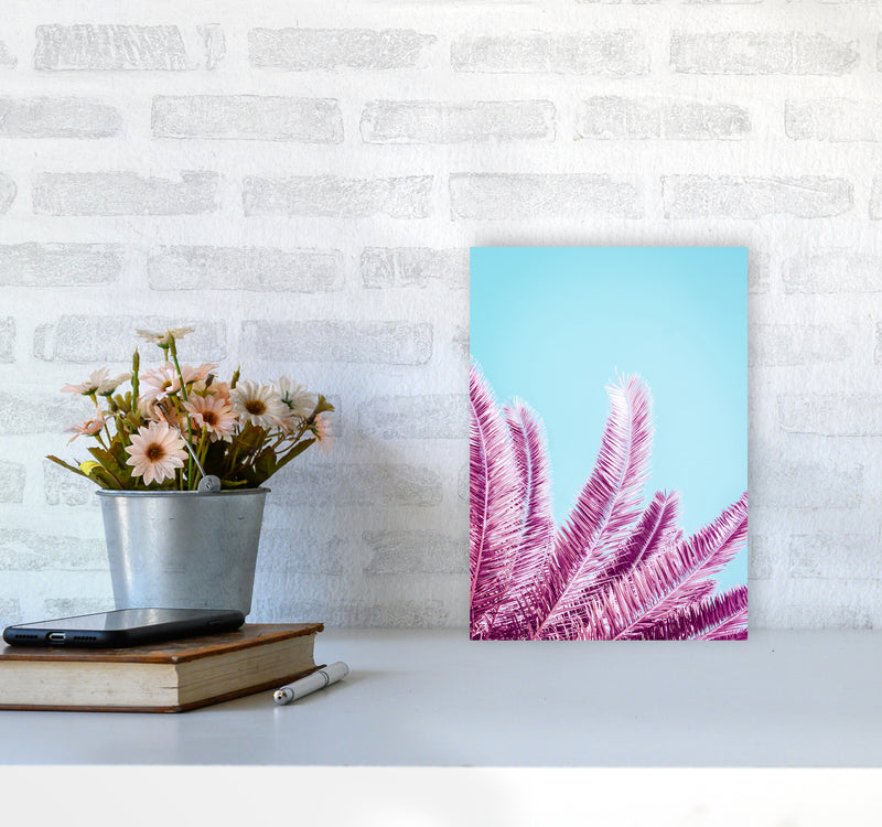 Pink Palm Trees Photography Print by Victoria Frost A4 Black Frame