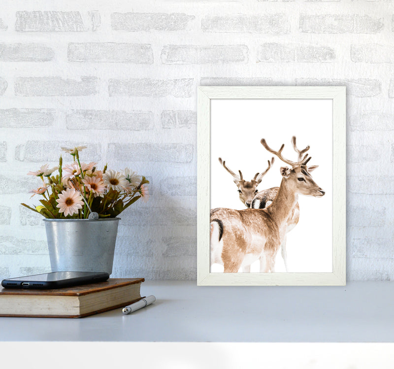 Deers II Photography Print by Victoria Frost A4 Oak Frame