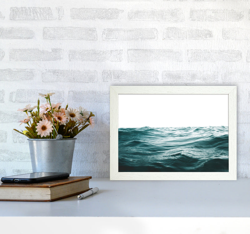 Blue Ocean Waves Photography Print by Victoria Frost A4 Oak Frame