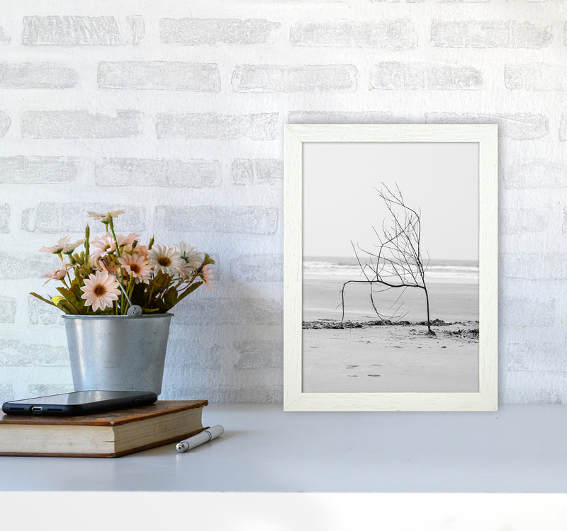 Beach Sculpture Photography Print by Victoria Frost A4 Oak Frame