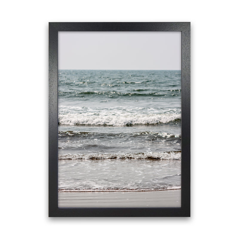 Blue Beach Waves Photography Print by Victoria Frost Black Grain