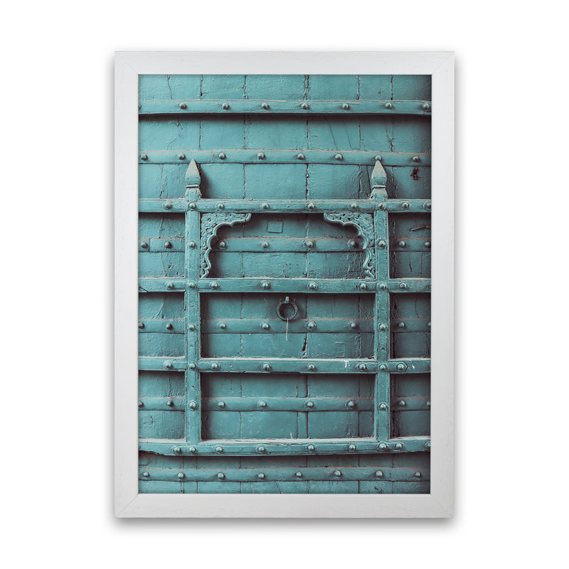 Blue Door Photography Print by Victoria Frost White Grain