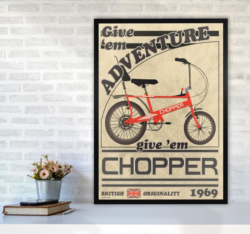Chopper Vintage Cycling Print by Wyatt9 A1 White Frame