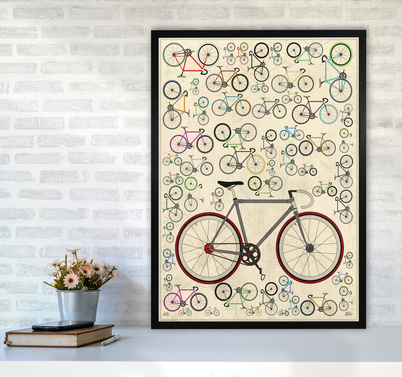 Fixie Cycling Art Print by Wyatt9 A1 White Frame