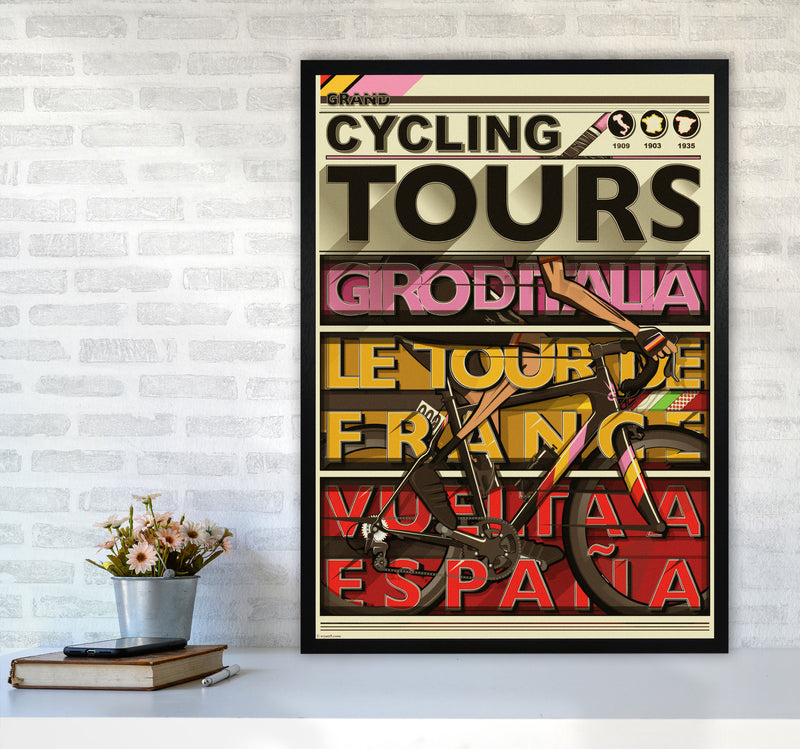 Grand Tours Cycling Print by Wyatt9 A1 White Frame