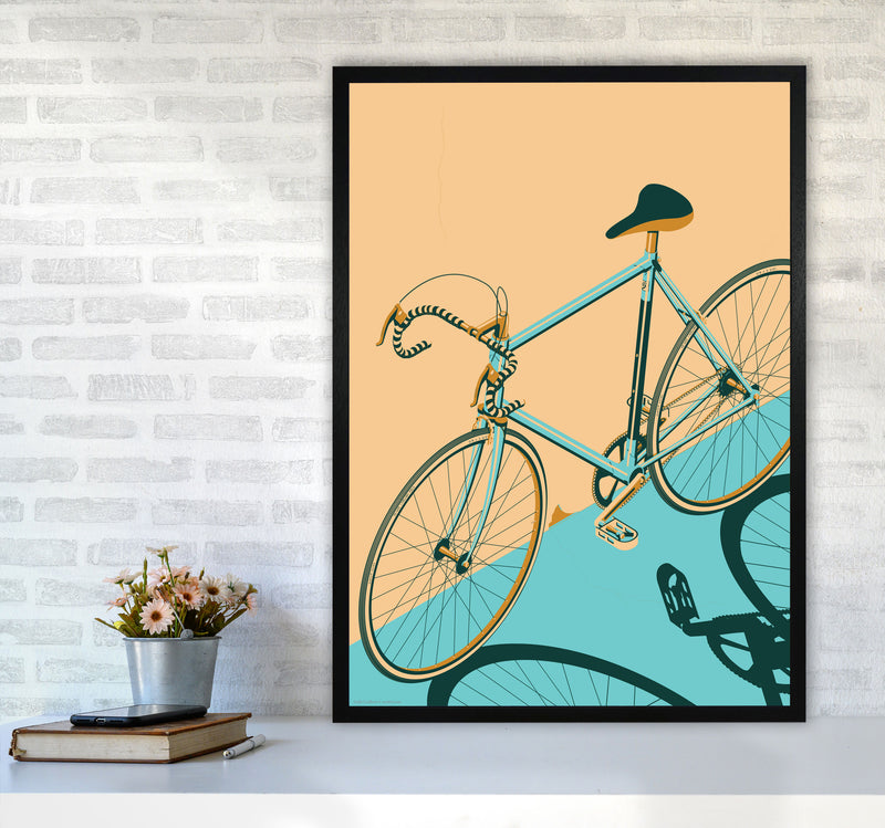 Isometric Cycling Print by Wyatt9 A1 White Frame