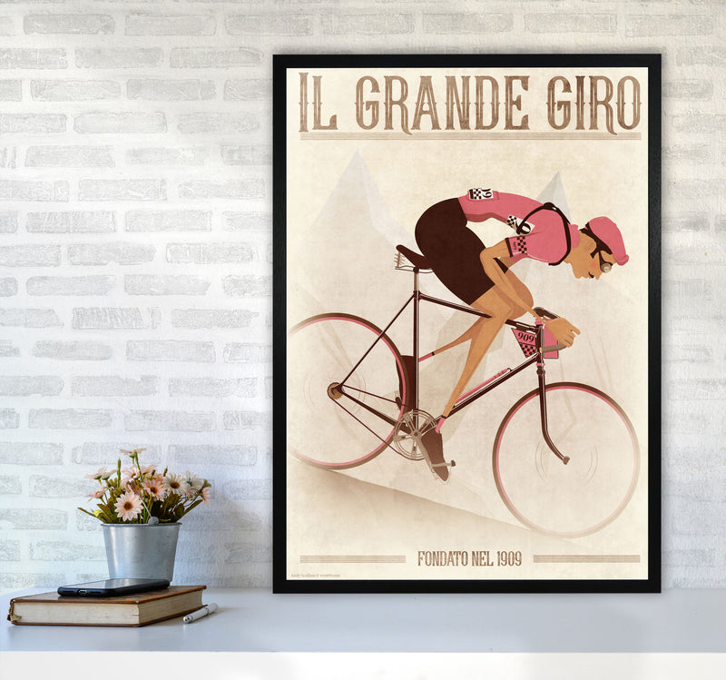 PinkRetro Cycling Print by Wyatt9 A1 White Frame