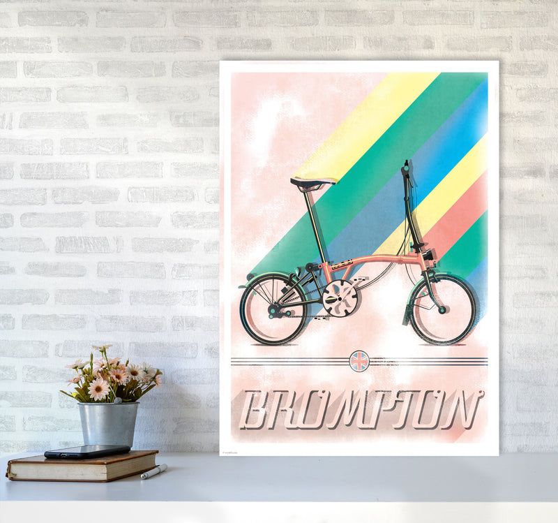 Brompton Vintage Cycling Print by Wyatt9 A1 Black Frame