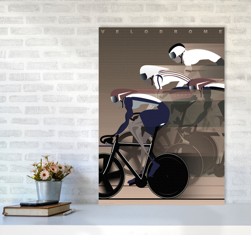 Velo Brown Cycling Print by Wyatt9 A1 Black Frame