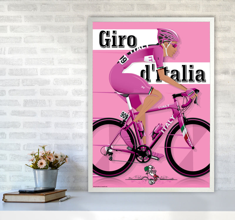 Modern Giro Cycling Print by Wyatt9 A1 Oak Frame
