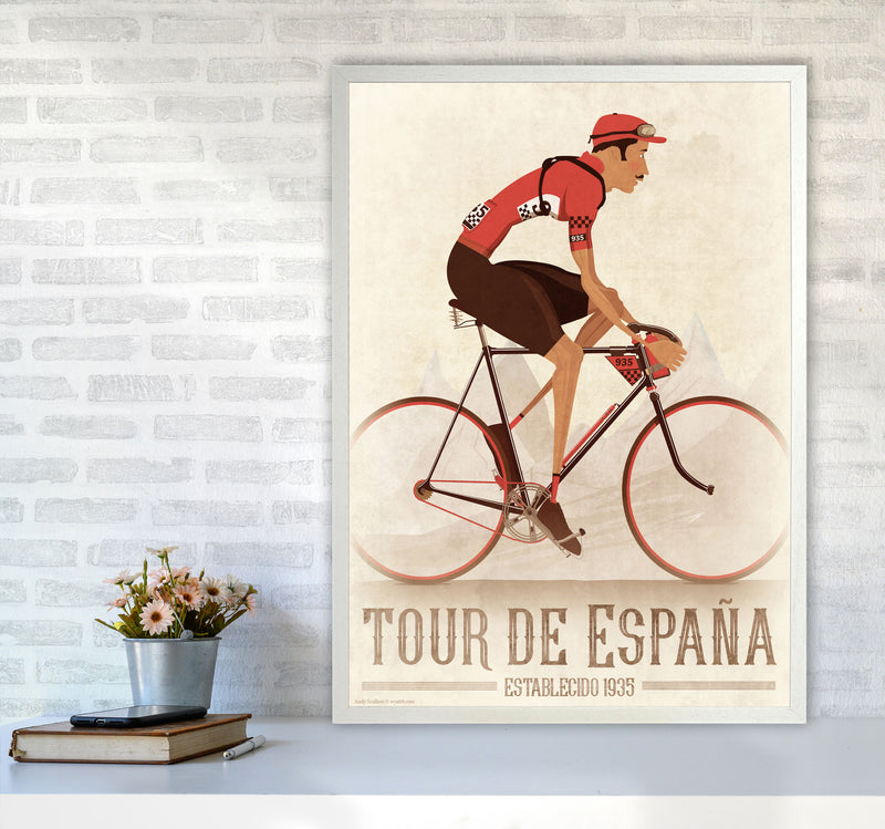 Spanish Tours Cycling Print by Wyatt9 A1 Oak Frame