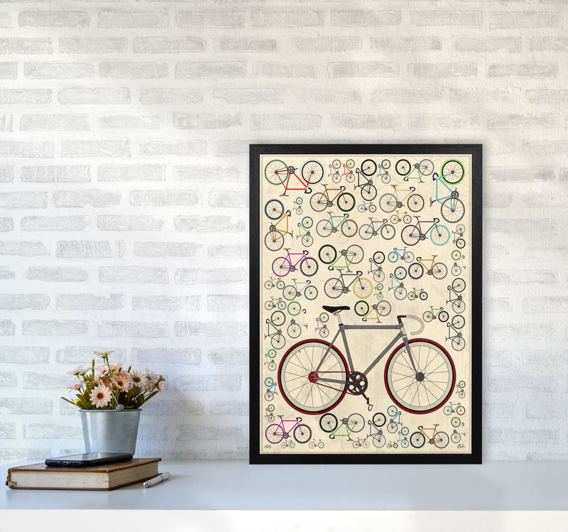 Fixie Cycling Art Print by Wyatt9 A2 White Frame