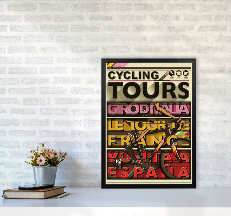 Grand Tours Cycling Print by Wyatt9 A2 White Frame