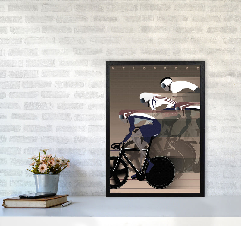 Velo Brown Cycling Print by Wyatt9 A2 White Frame