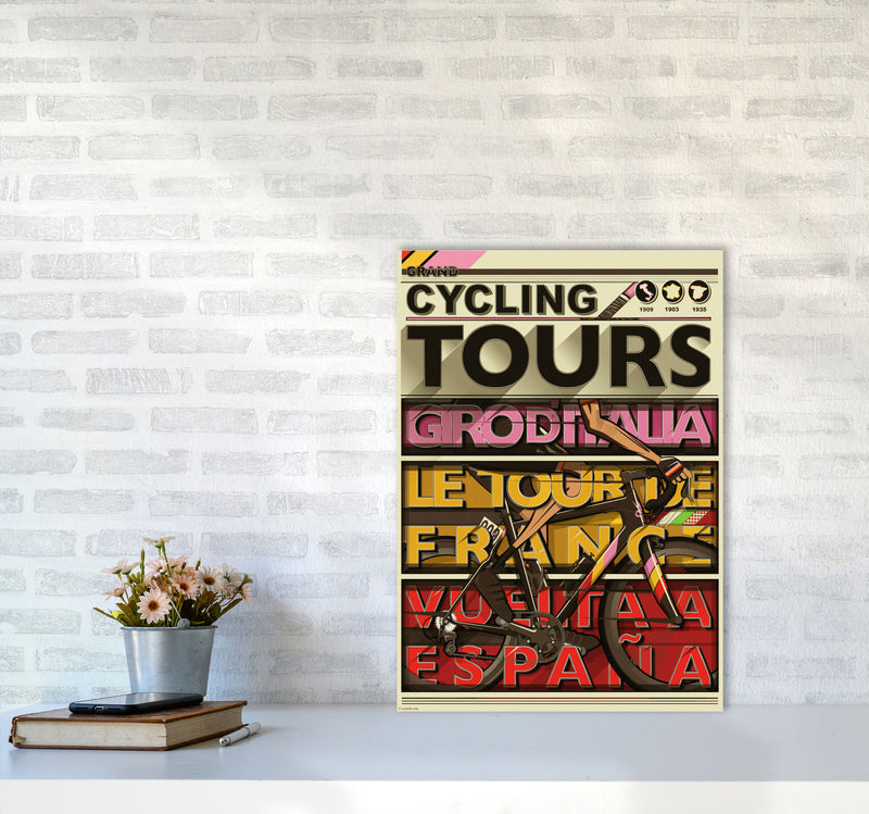 Grand Tours Cycling Print by Wyatt9 A2 Black Frame