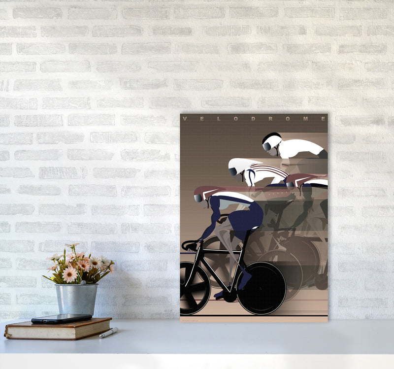 Velo Brown Cycling Print by Wyatt9 A2 Black Frame