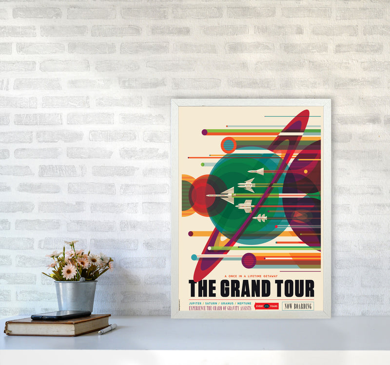 Grand Tour Retro Art Print by Wyatt9 A2 Oak Frame