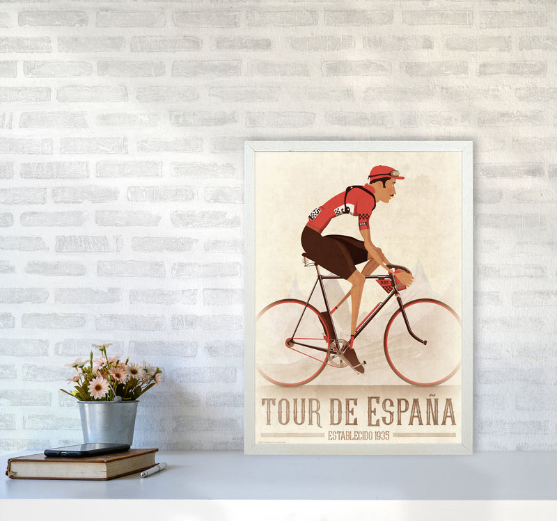 Spanish Tours Cycling Print by Wyatt9 A2 Oak Frame