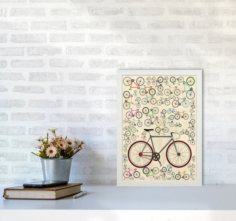 Fixie Cycling Art Print by Wyatt9 A3 Oak Frame