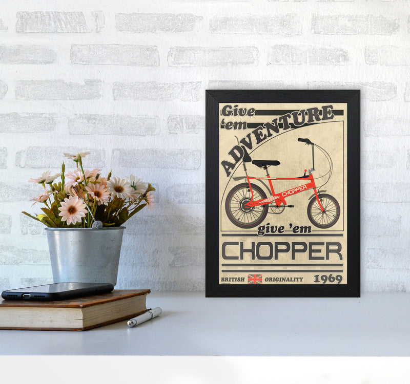 Chopper Vintage Cycling Print by Wyatt9 A4 White Frame