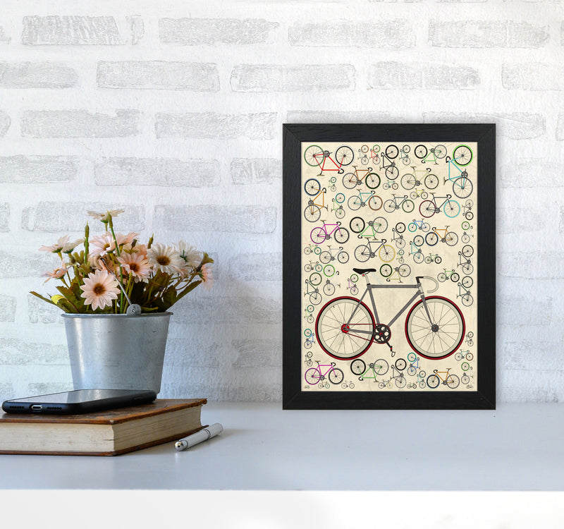 Fixie Cycling Art Print by Wyatt9 A4 White Frame